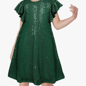 GRACE KARIN Girls Sequin Dress Short Flutter Sleeve Flare Silhouette Mini 7Y